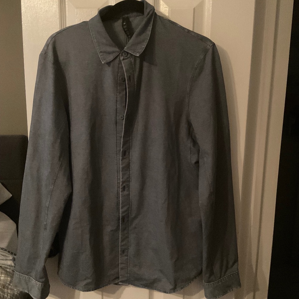 Lululemon Men Commission Long-Sleeve Shirt *Oxford ColourRiver Blue Enzyme Dye